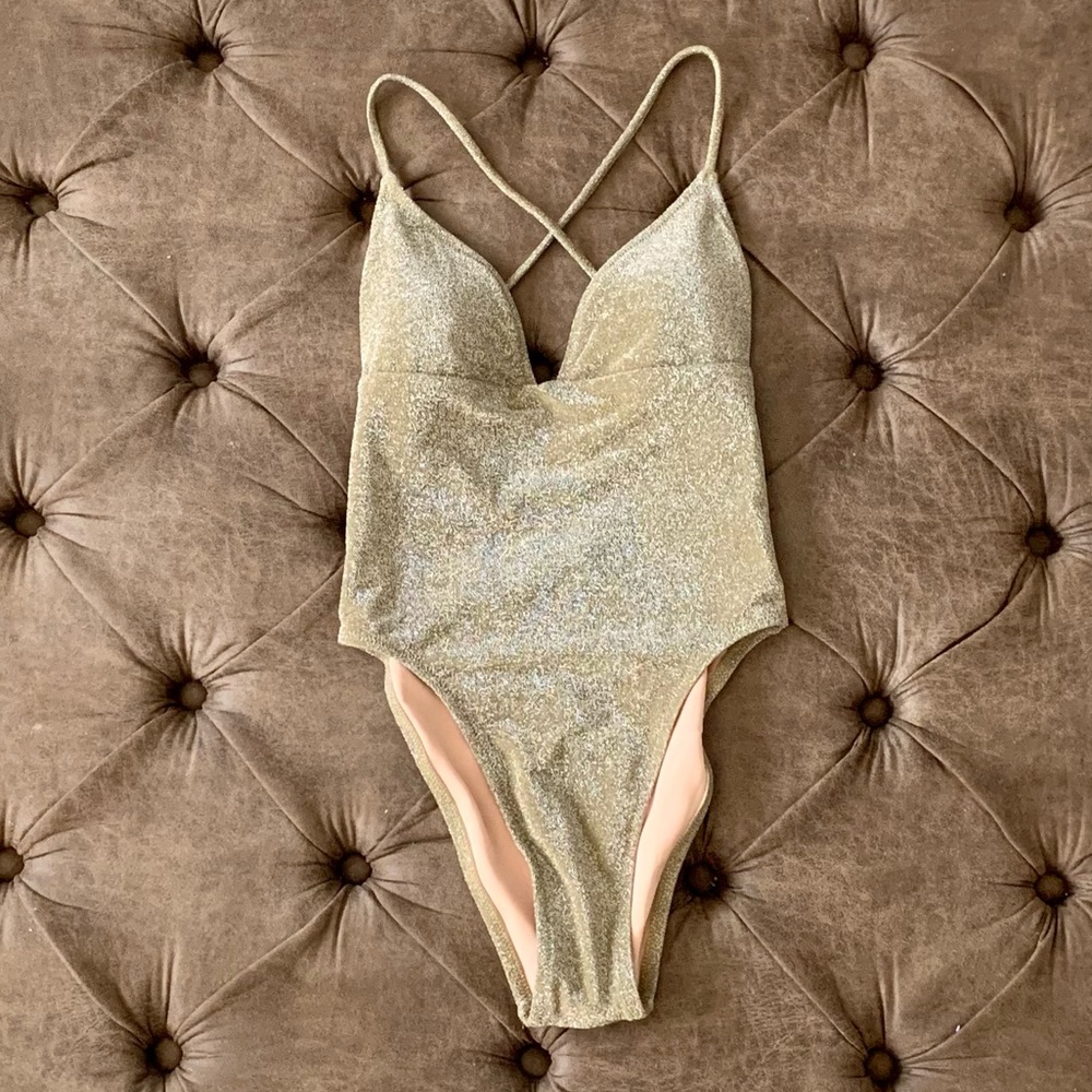 J Crew Strappy Back Bathing Suit in Sparkle
